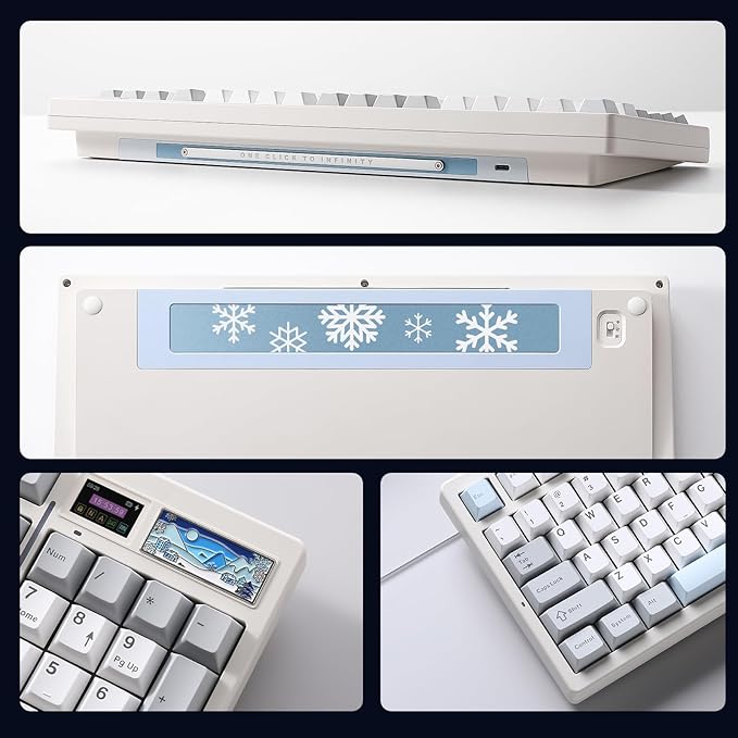 YUNZII IF99 Wireless Mechanical Gaming Keyboard with Smart LCD Display, QMK/VIA Programmable BT/2.4G/USB-C Gasket Mounted Hot Swap RGB 96% Layout for Mac/Win (White, Gateron Zero Switch)