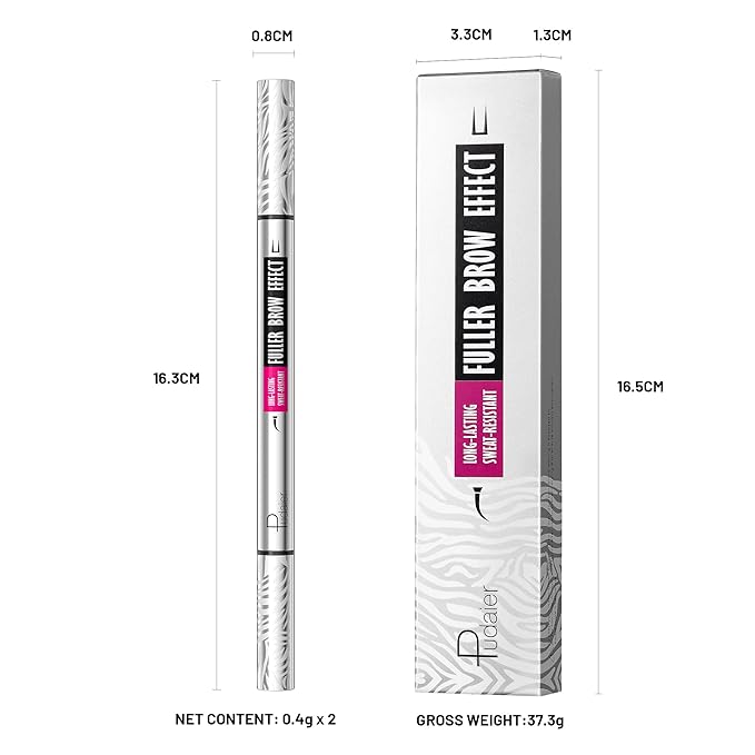 Pudaier 2 Pack 2 Fine Tip Eyebrow Pen, Waterproof Filling Faux Brow Makeup Pencils for Women with Precise Curved Brush-Tip to Fast Create Natural Hair-Like Brows, Last All-Day (Cool Brown)