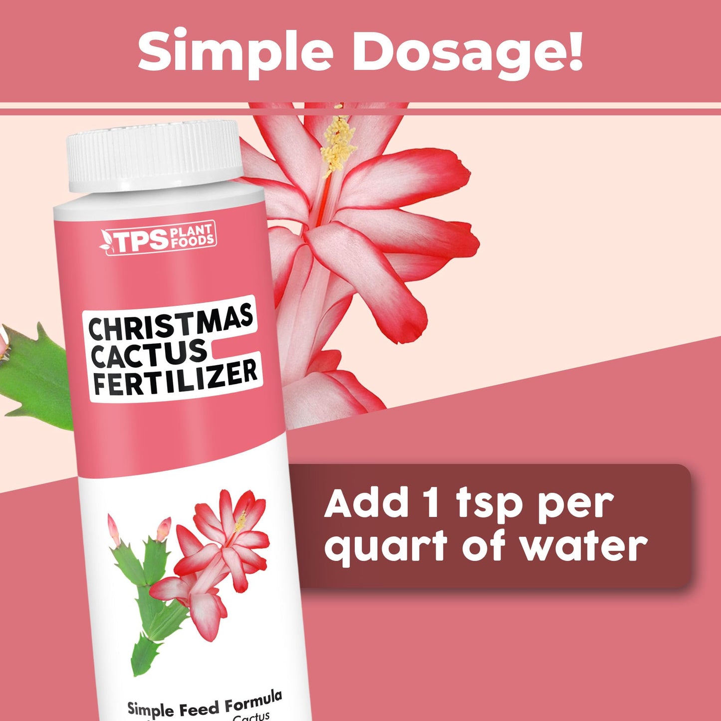TPS NUTRIENTS Christmas Cactus Fertilizer for All Christmas Cacti and Schlumbergera Cacti, Liquid Plant Food 8 oz (250mL)