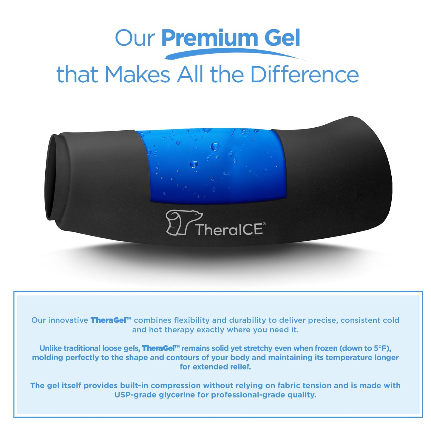 TheraICE Knee Ice Pack Wrap Compression Sleeve for Injuries, Reusable Gel Cold Packs Brace Also for Elbow, Ankle & Calf - Flexible Cold Wrap Recovery for Meniscus, ACL, MCL Pain Relief (L)