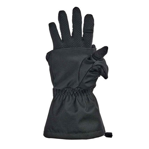 Striker Unisex Crossover Flip Mitts - Durable Insulated Ice Fishing Mittens with Adjustable Wrist and Gauntlet Closure, Black, Medium