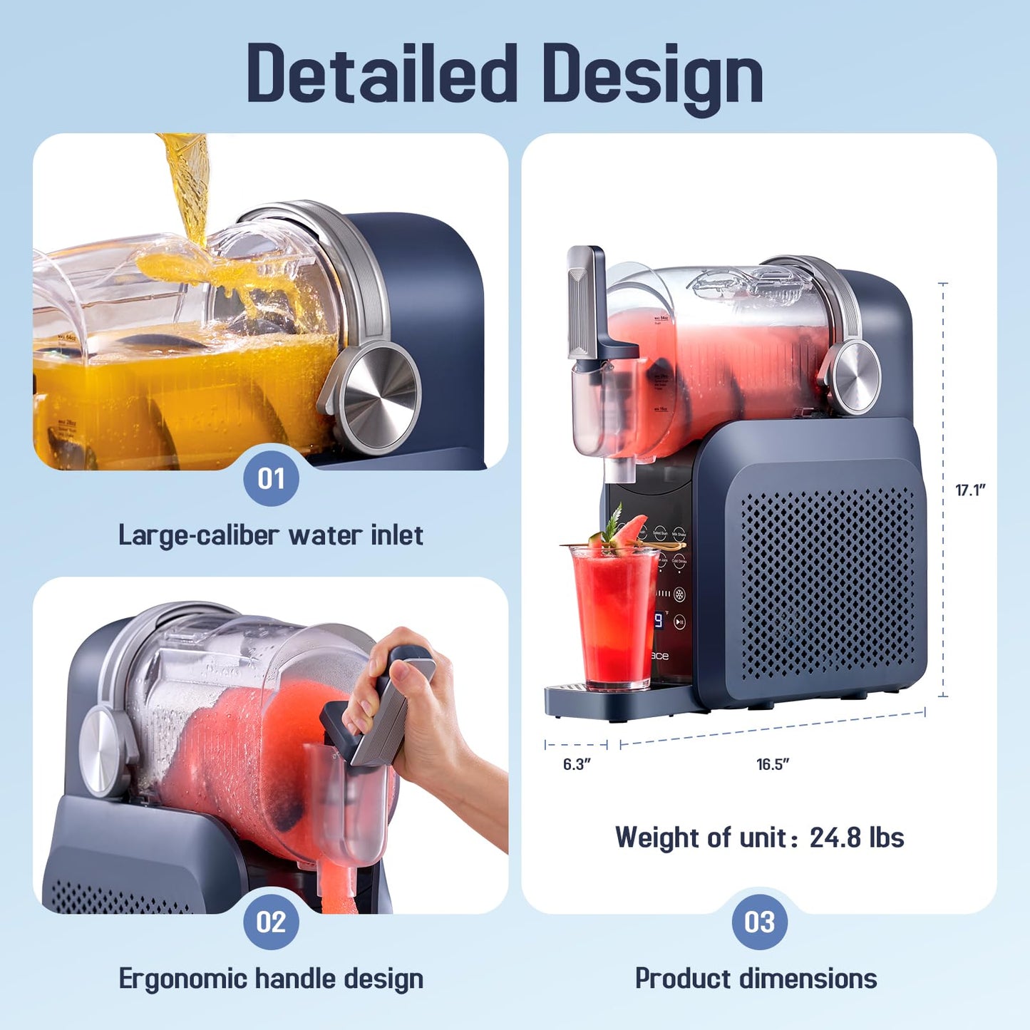 Oplace 7-in-1 Slushie Machine for Home(88oz.),Slushy Maker with No Ice Needed, Auto-Clean,Frozen Drink,Margarita, Cocktail,Daiquiri,Frappe,Milkshake,and More Slush Smoothie(1 Pack)