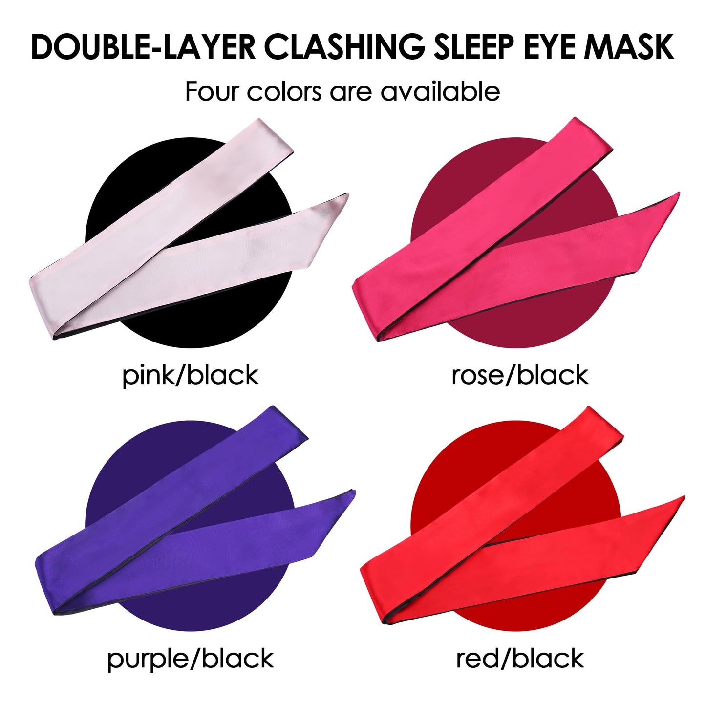 FRESHME Satin Eye Mask for Sleeping - Soft Eye Mask Adjustable Eye Shade Comfy Satin Eye Cover for Women Men Night Travel Nap Meditation Valentine's Day Gift Sleep Companion 160cm/63in Black and Red
