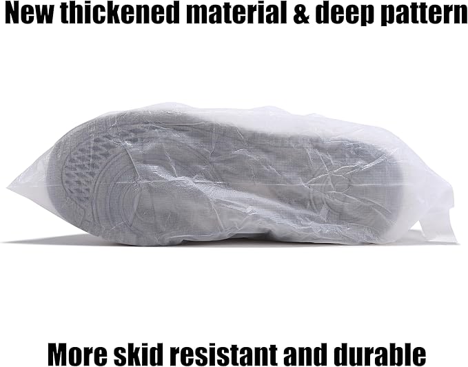 X-Large 100Pcs Shoe Covers Disposable,Boot Cover Waterproof,Dust proof,Non-slip,CPE Booties Shoes Protectors Coverings,White color,One Size Fit All