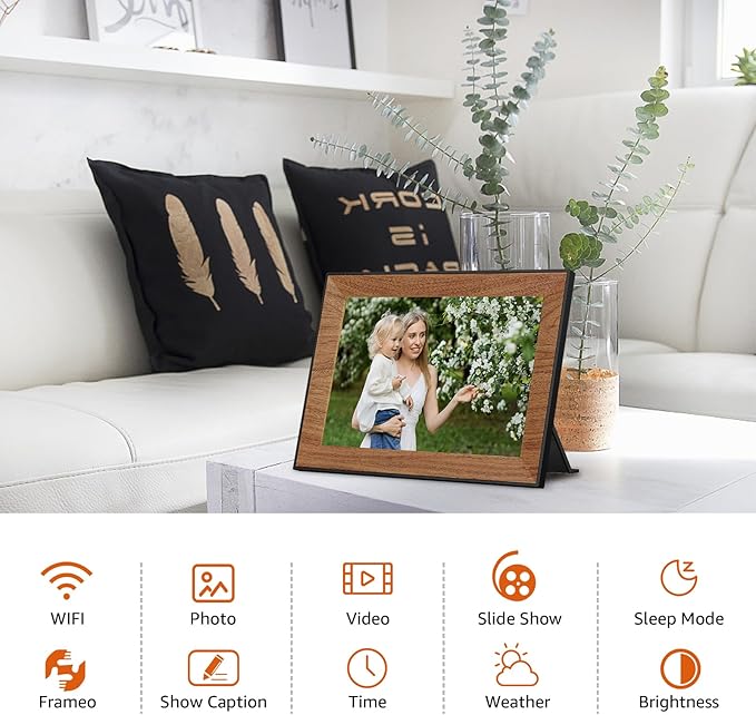 Digital Picture Frame,WiFi frameo Digital Photo Frame with 10.1 Inch 1280x800 IPS Touch Screen,Easy Load from Phone Digital Frame,Auto Rotating Pohto/Video by Electronic Picture Frame,Best Gift