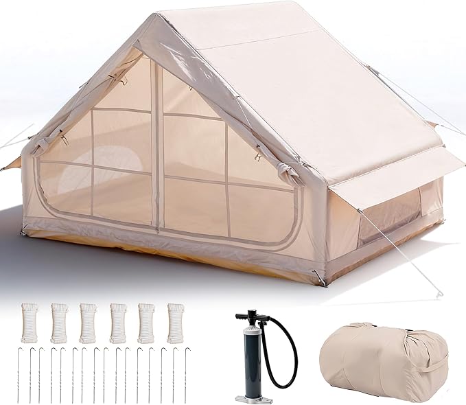 AirOutelle 4-6 Person Inflatable Air Tent - 4 Season Family Camping Tent with 3000mm Waterproof & Quick Setup Under 5 Min...