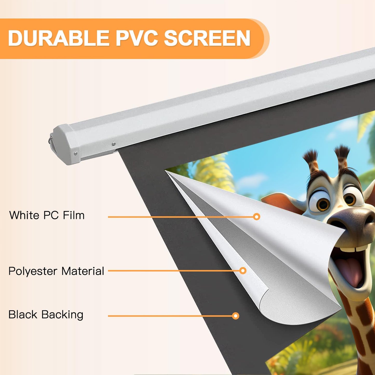 YODOLLA 72" Projector Screen Motorized 16:9, 4K HD Pull Down Retractable Projection Screens Electric Automatic Wall Ceiling Movie Screen for Office Classroom Indoor