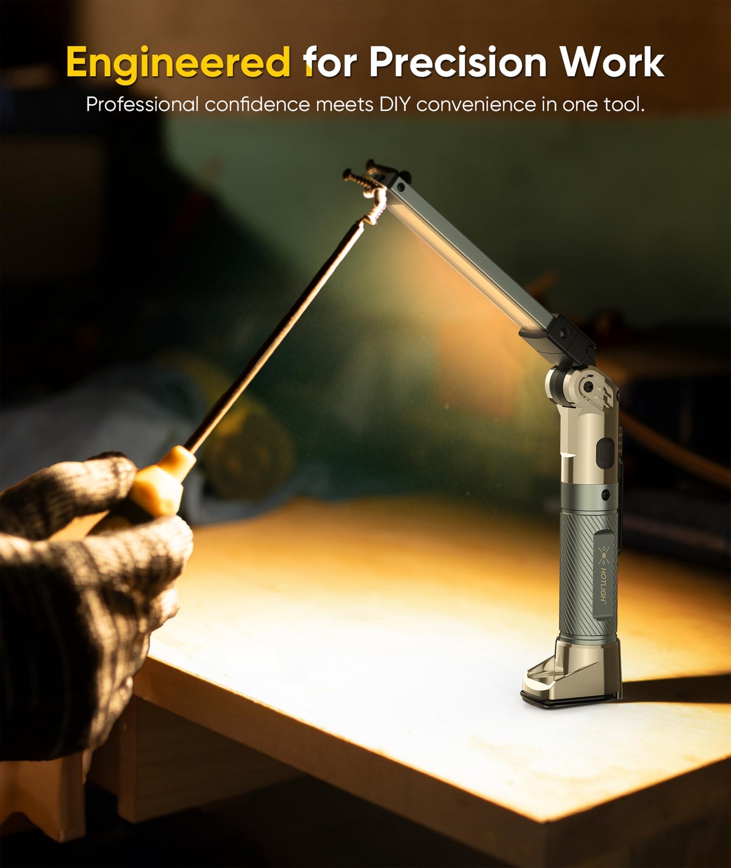 HOTLIGH Magnetic Work Light - 4000mAh Rechargeable Work Light with Hook Design, 1200 Lumens Mechanic Light, 3 Lighting Modes Magnetic Flashlight for Repairing、Emergency