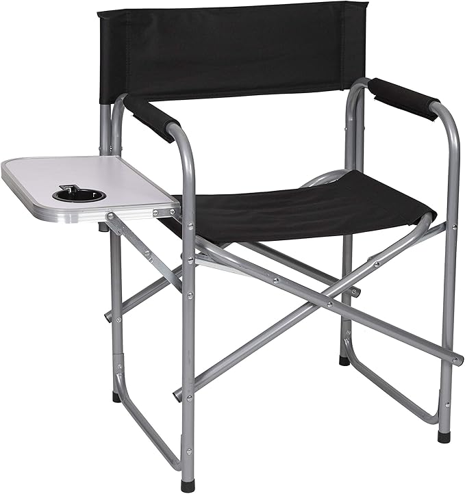 Stansport Directors Chair with Side Table, One Size, Black