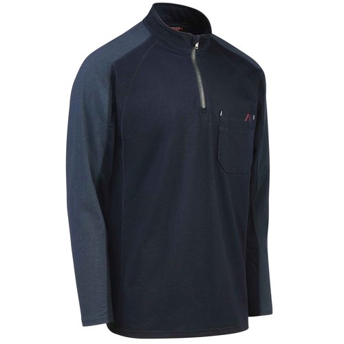 Bulwark® Men's 1/4 Zip Flex Knit, Navy, XX-Large