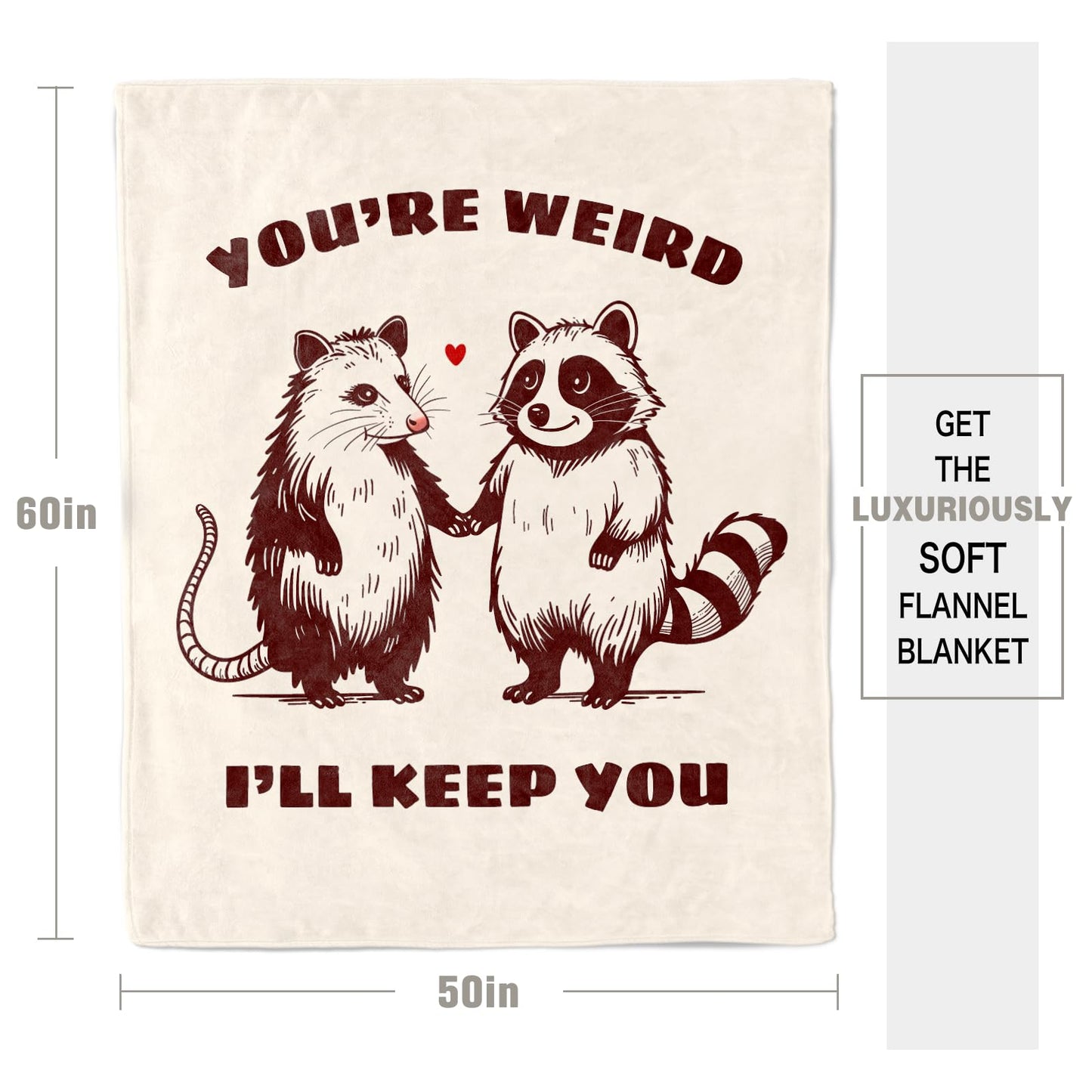 Purdicra Best Friend Birthday Gifts for Women Friendship, Friendship Gifts for Best Friend Women, Cozy Best Friends Throw Blanket, Cute Raccoon and Opossum Blanket 60"x50"