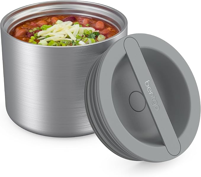 Bentgo Stainless Insulated Food Container - 2.4 Cups (19 oz), Triple-Layer Insulation, Vacuum Seal, Leak-Proof, Built-In H...