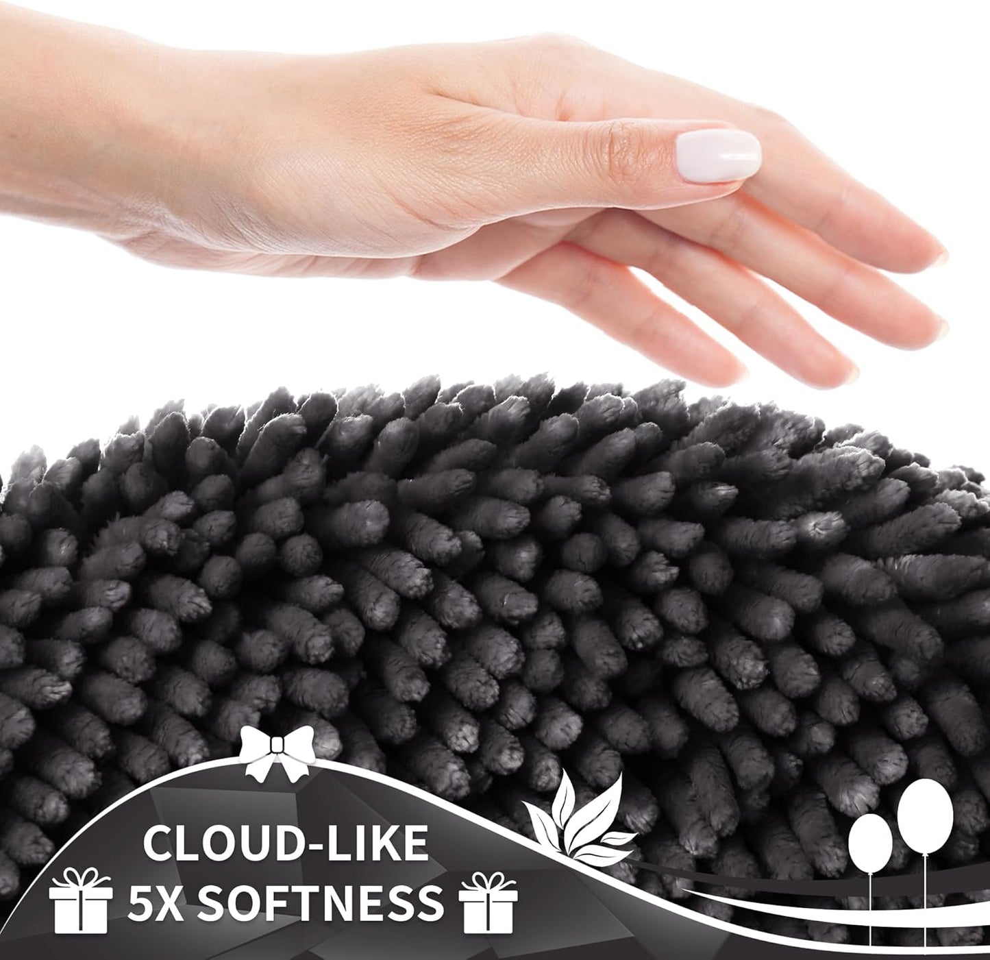Yimobra Toilet Rugs U Shaped Washable, Soft Comfortable Toilet Mat for Bathroom Floor, Non-Slip Contour Bathroom Rugs for Toilet, Fluffy, Thick, Dry Quickly Absorbent Water, 24 x 20, Dark Grey