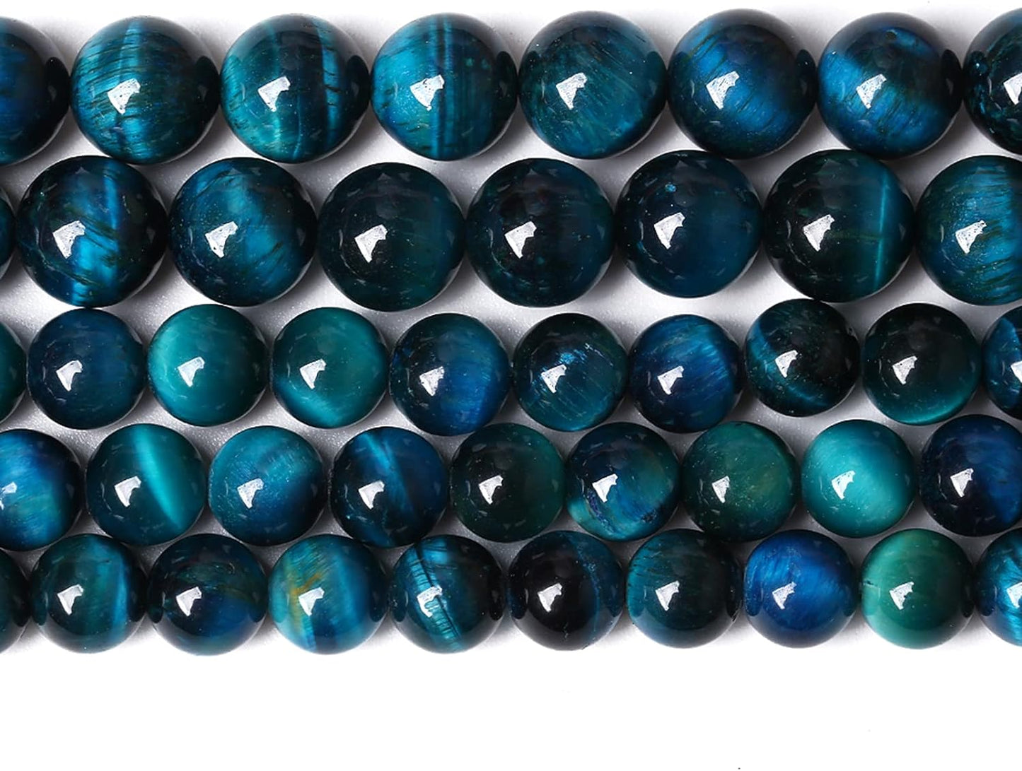 76PCS 10mm Blue Tiger Eye Gemstone Loose Beads Natural Round Loose Stone Beads for Jewelry Making DIY Bracelet Necklace Earrings 2 Strand 32"