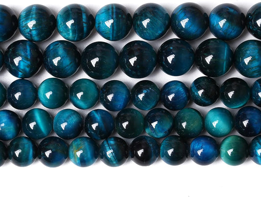 76PCS 10mm Blue Tiger Eye Gemstone Loose Beads Natural Round Loose Stone Beads for Jewelry Making DIY Bracelet Necklace Earrings 2 Strand 32"