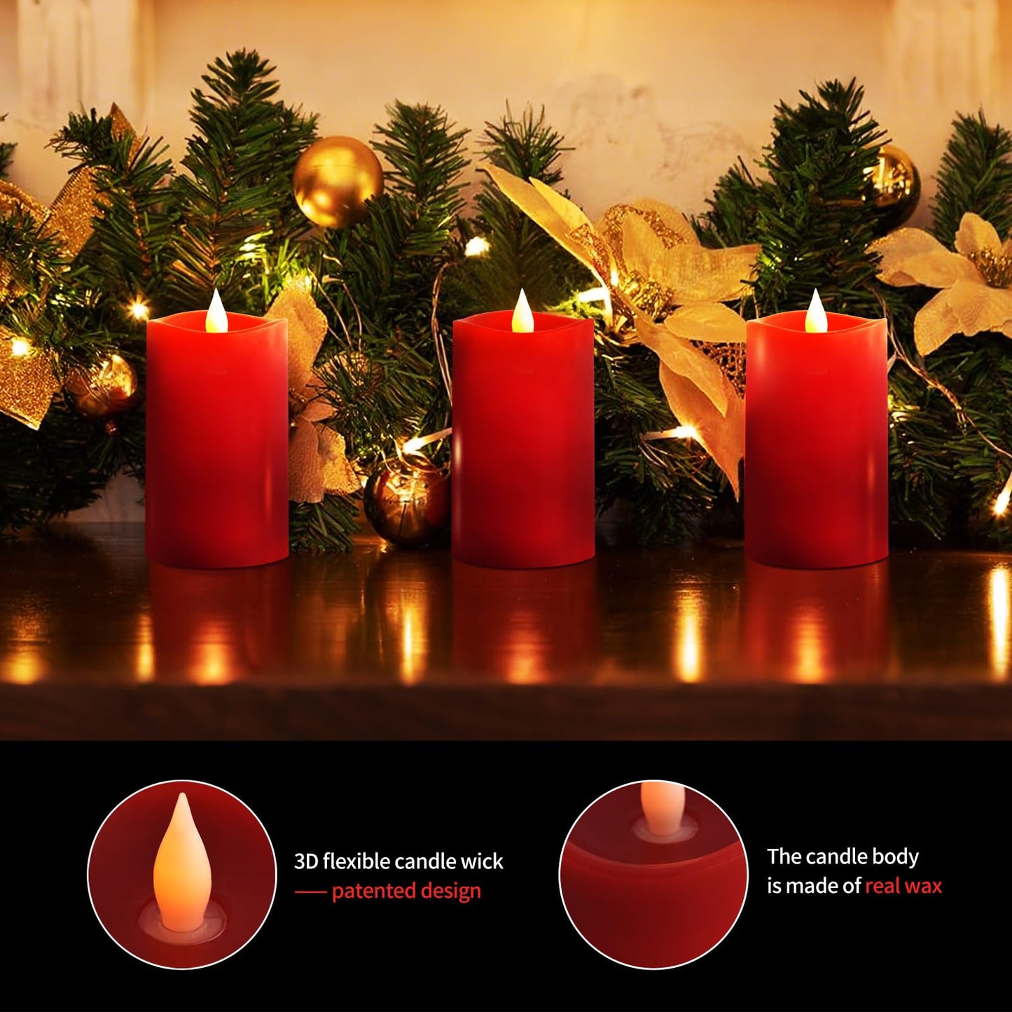 Asldoiweh 3X5 Flickering Flameless Candles Set Of 3, 2Aa Battery Life 600 Hours Battery Candles Flickering With Timer,5 Inch Fla