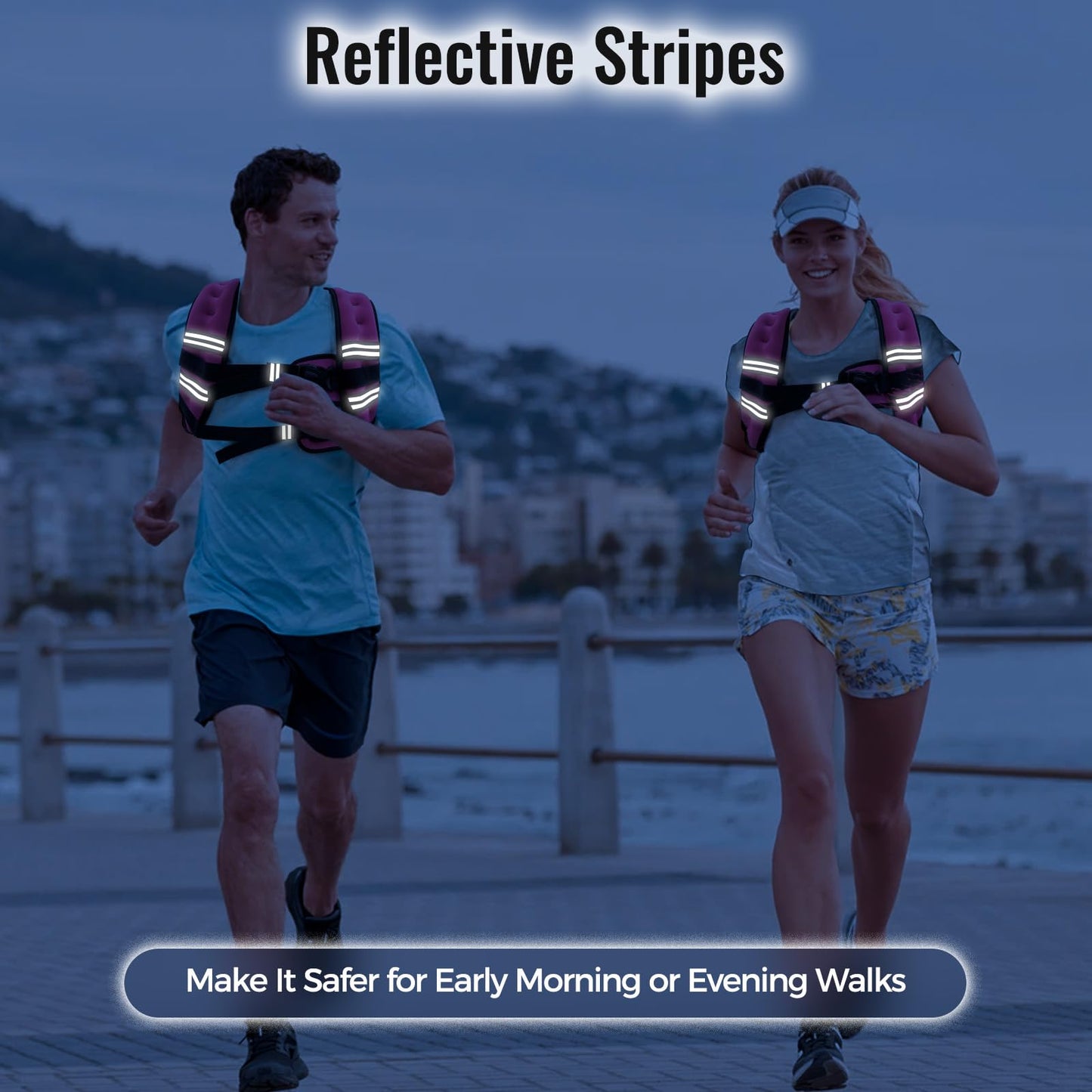 Zeerun Weighted Vest for Women & Men with Reflective Stripe and Adjustable Buckle, Comfortable & Durable Rucking Vest for Walking, Running & Strength Training, 6LBS-Pink