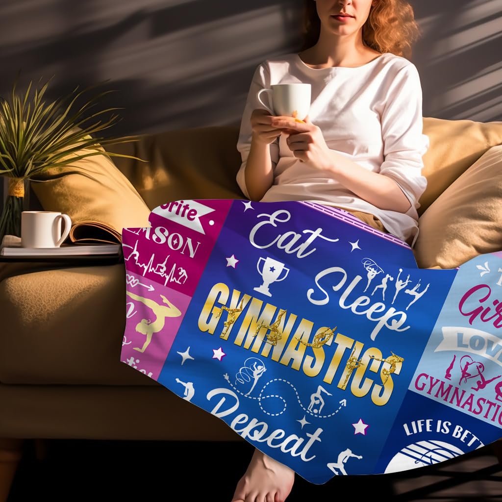Gymnastics Gifts Blanket Gymnastics Gifts for Girls Throw Blanket Ultra Soft Cozy Lightweight Blankets Gymnastics Lovers Christmas Birthday Gifts 60"x50"