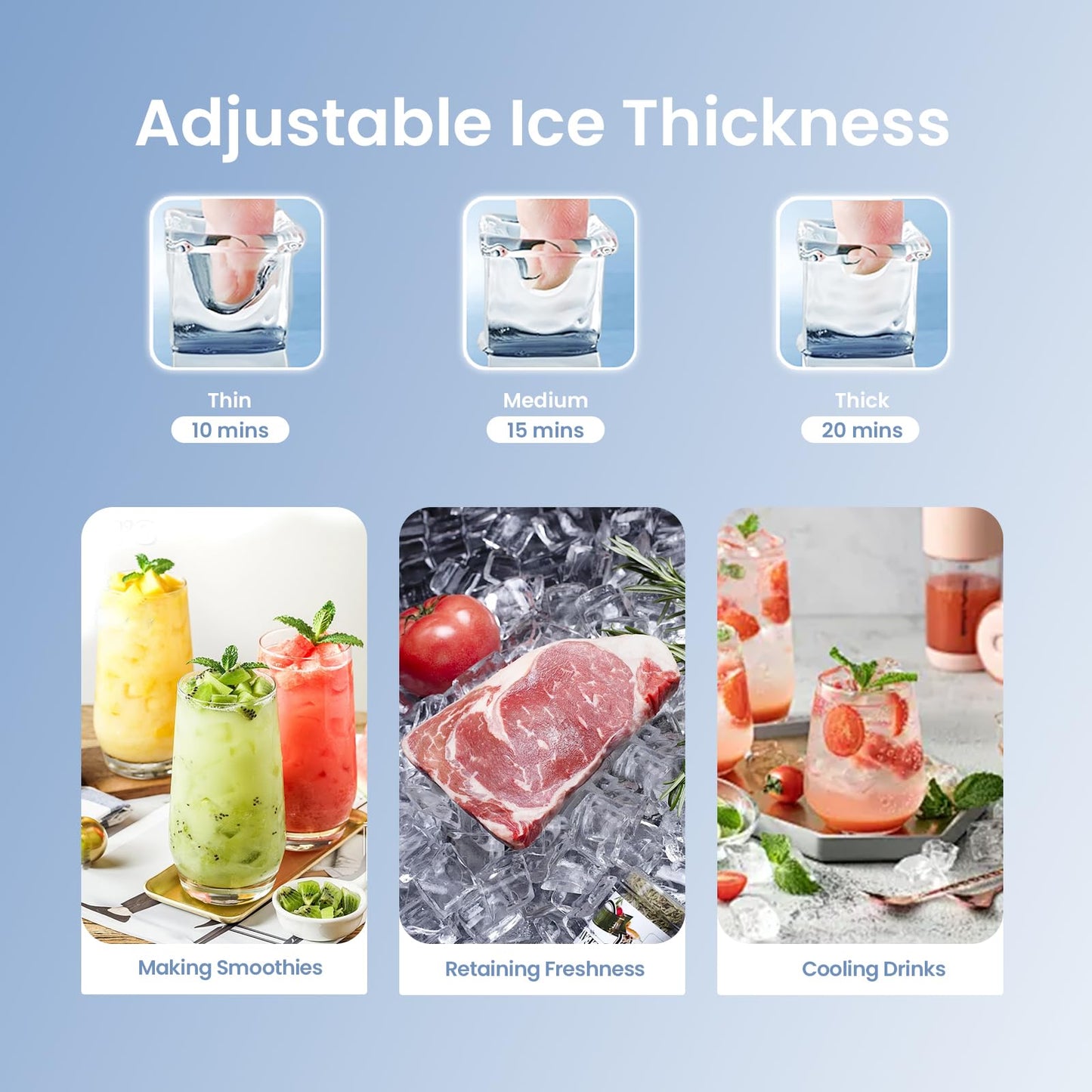 Kismile Commercial Ice Maker, 144 lbs/24H Ice Machine with 29 lbs Storage, Under Counter Ice Maker with LED Display & Self-Cleaning, 304 Stainless Steel Structure for Home, Bar, Outdoor Kitchen