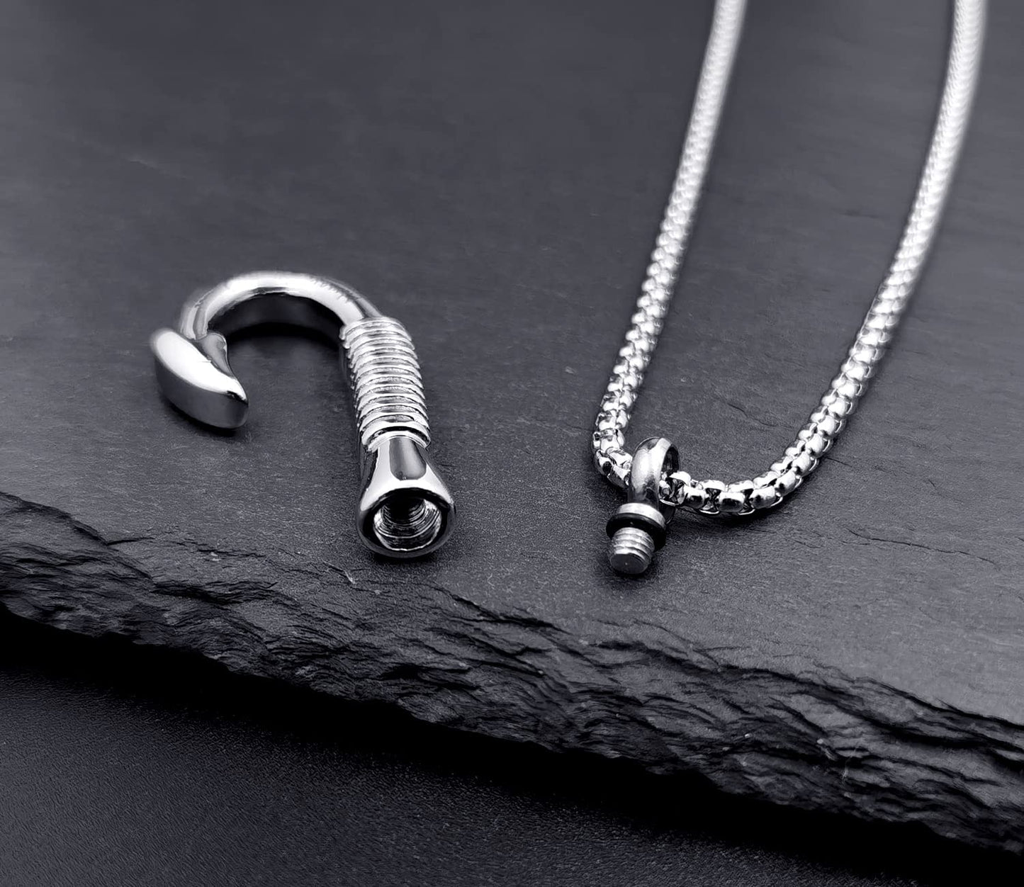 YOUFENG Fishing Hook Urn Necklace for Ashes Stainless Steel Cremation Jewelry Always in My Heart Ashes Necklaces Memorial Keepsa