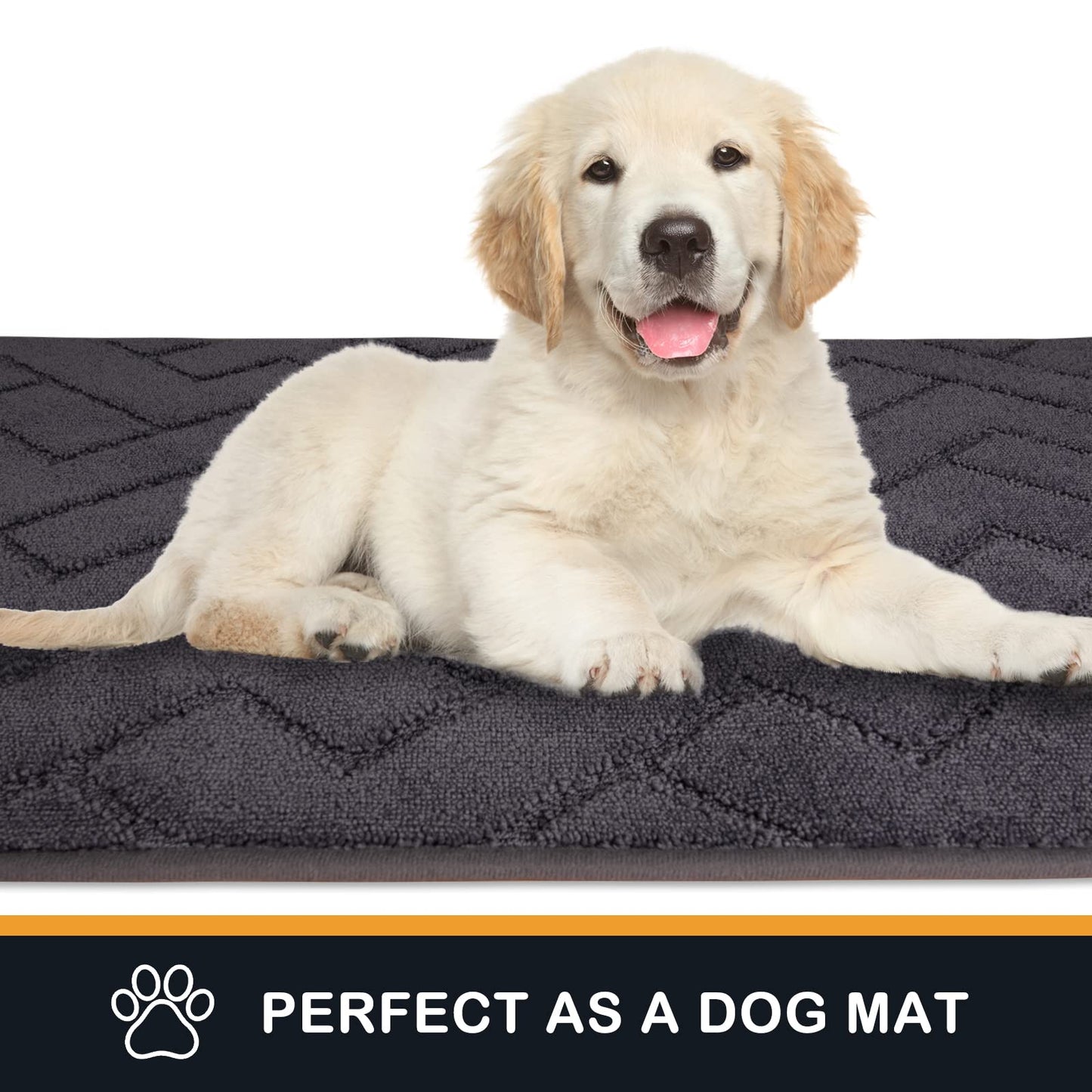 PURRUGS Dirt Trapper Door Mat 32" x 47", Non-Slip Machine Washable Entry Rug, Shoe Scraper, Dog Doormat, Super Absorbent Welcome Mat for Front & Back Door, Muddy Wet Shoes & Paws, Grey