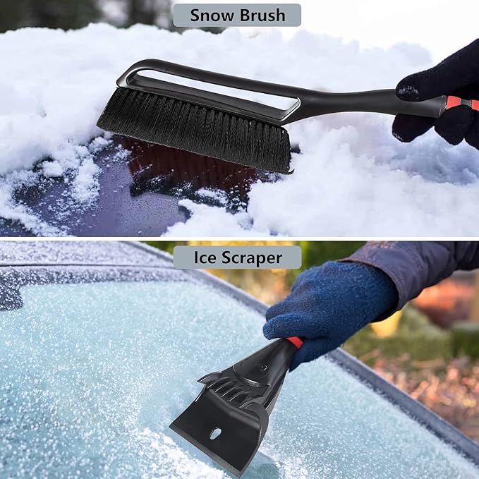 FOVAL 27" Ice Scraper Snow Brush (3 Pack), Wider Snow Scraper(4.73" Width) Snow Removal Car Brush with Comfortable Foam Grip for Cars, Trucks, SUVs, Windshield, Window - Winter Tool