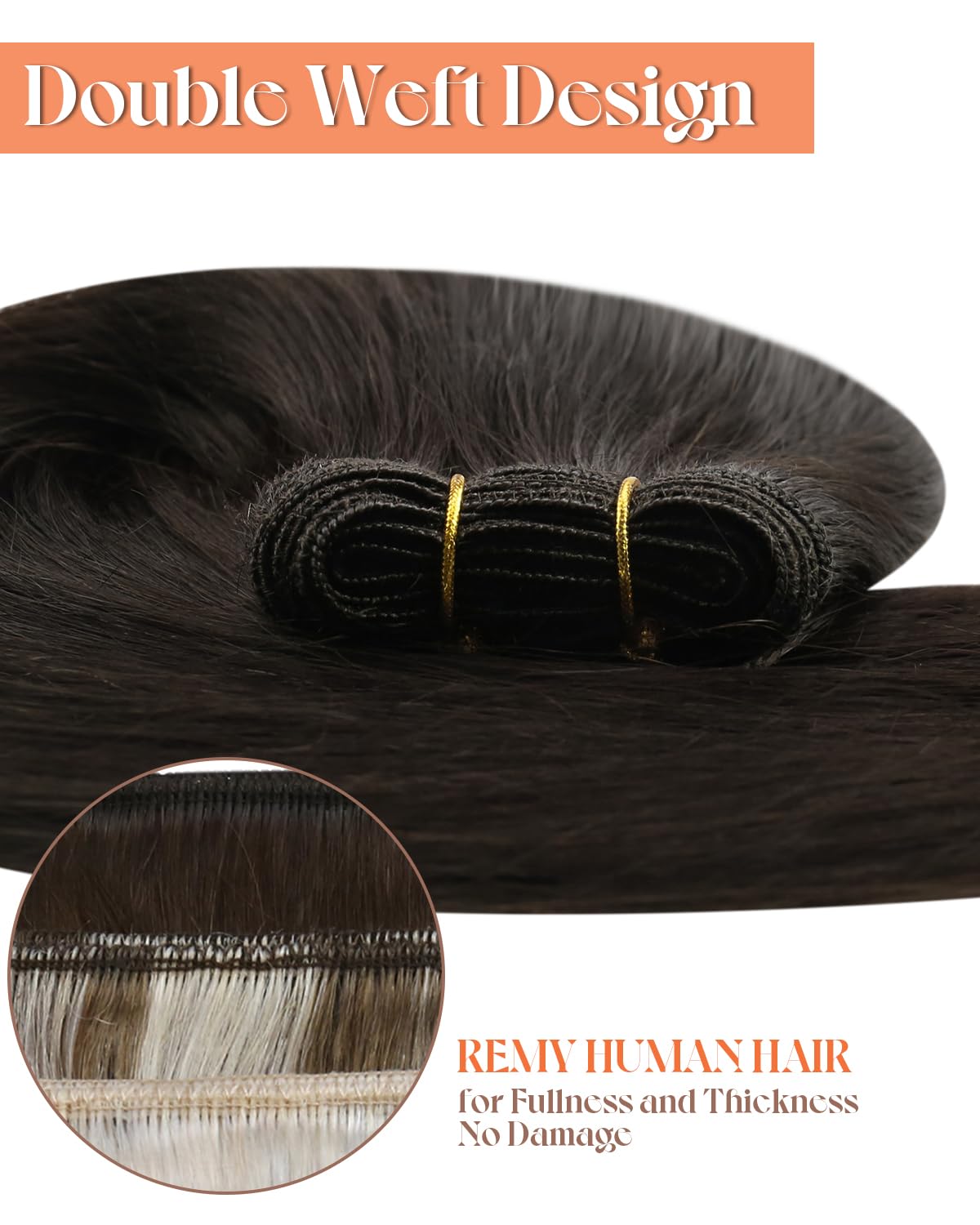 Sunny Hair Extensions Real Human Hair Weft Brown Sew in Weft Hair Extensions Human Hair Darkest Brown Human Hair Wefts Natural H