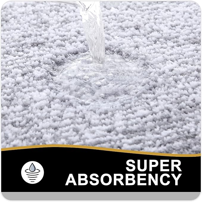 OLANLY Bathroom Rugs 59x24, Extra Soft and Absorbent Microfiber Bath Mat, Non-Slip, Machine Washable, Quick Dry Shaggy Bath Carpet, Suitable for Bathroom Floor, Tub, Shower (Long, Grey)