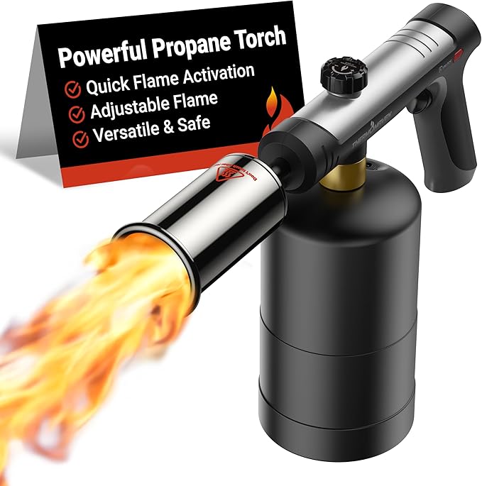 ThermoMaven Propane Torch with One-Touch Max Fire, Cooking Blow Torch Gun with a Safety Lock, Charcoal Lighter, Flame Thro...