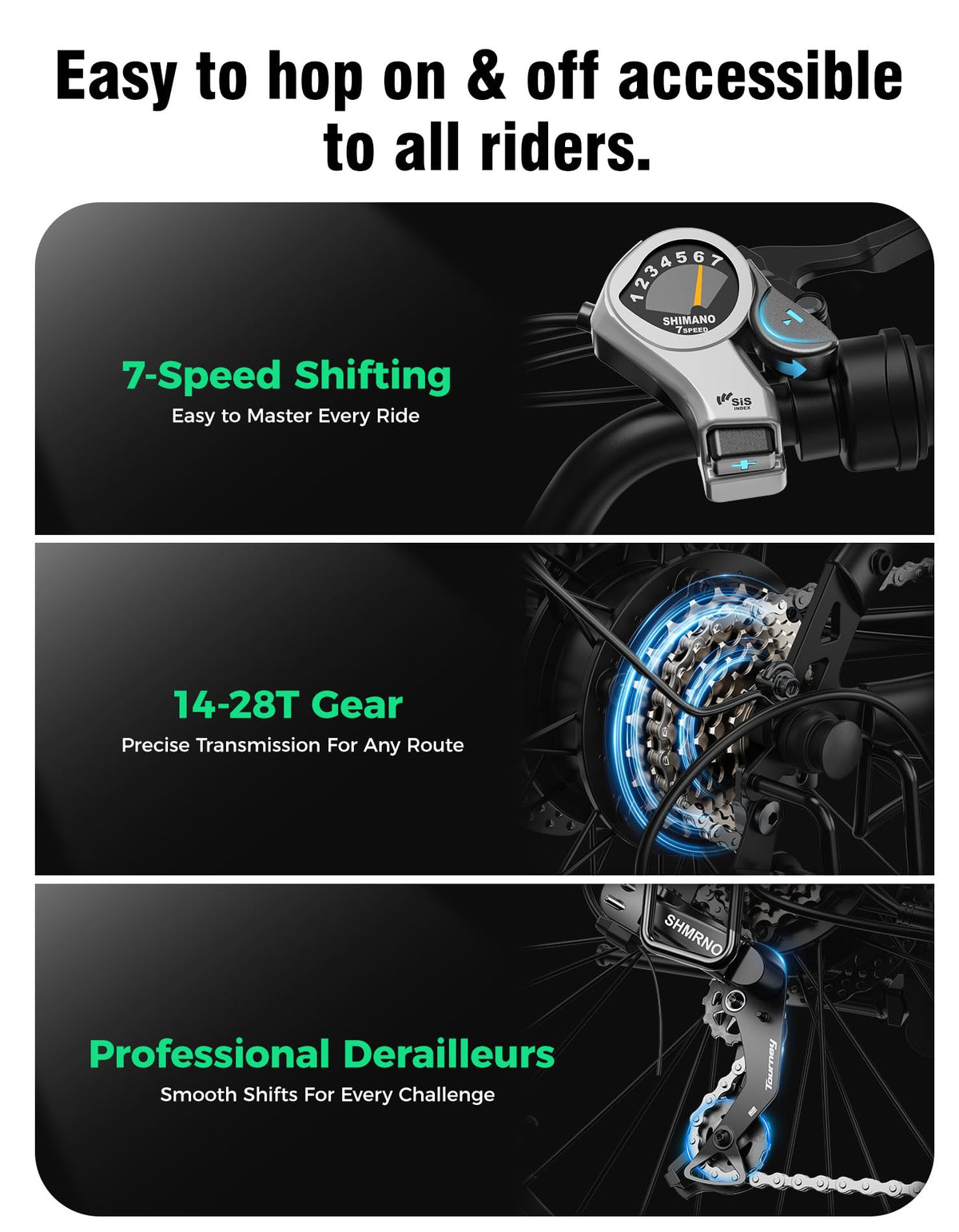 YOLOWAY Electric Bike for Adults, 26" Up to 1000W Peak Motor E-Bike, 25 Mph 40+ Mile Range Brushless City E-Bike, with 360Wh Removable Battery, 7 Speeds & Front Suspension for Commuting, Outdoor