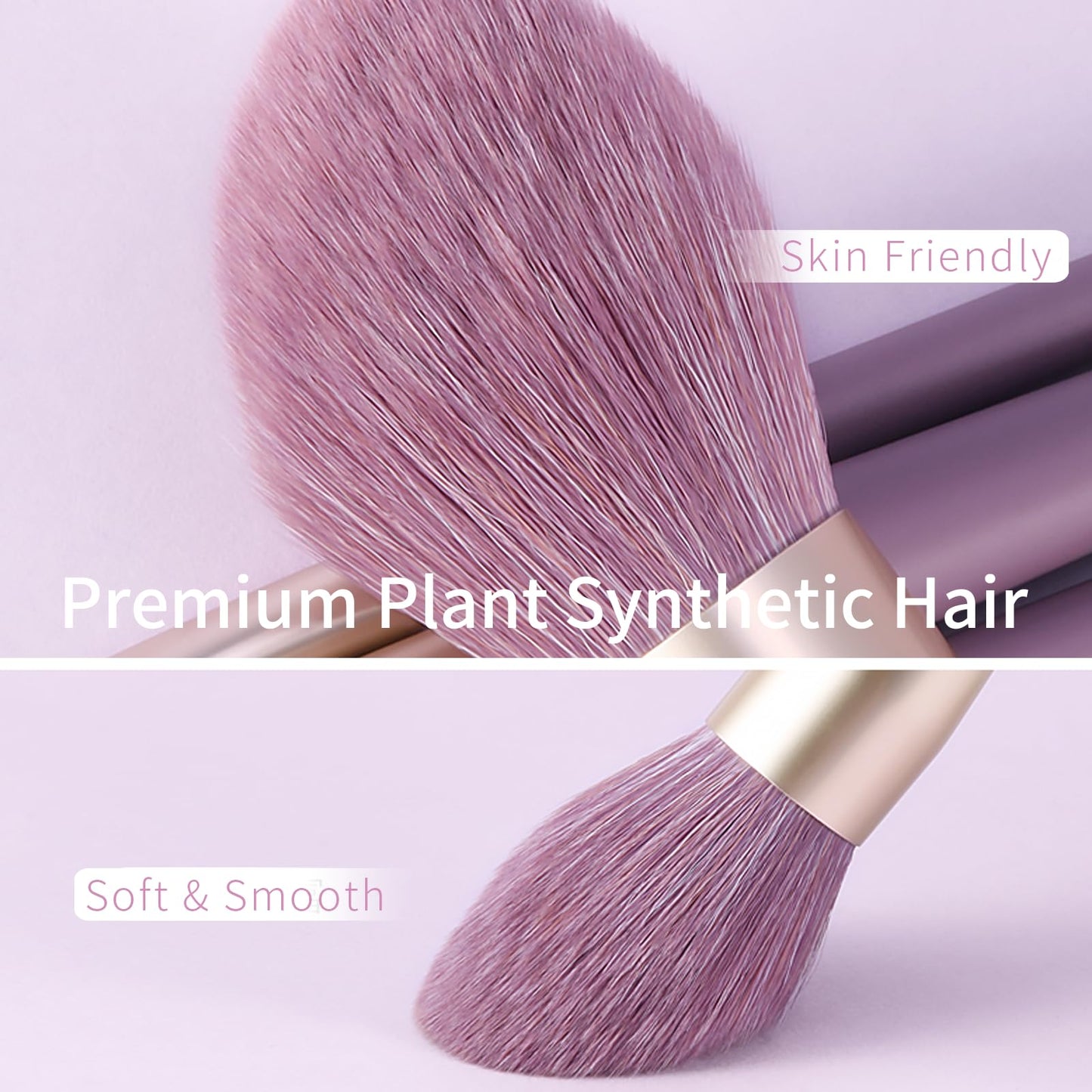 Purple Natural Fiber Makeup Brushes Set with Case, Vegan Makeup Brush Set Professional by ENZO KEN, Colorful Cosmetic Brushes Ma