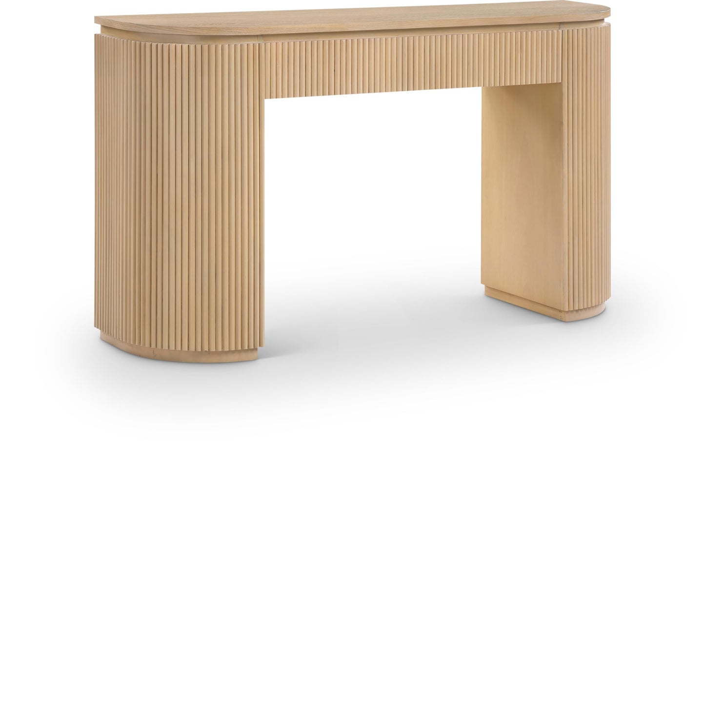 Meridian Furniture 818Oak-T Astrid Collection Modern | Contemporary Vanity/Desk/Console Table with Rich Natural Oak Finish, Solid Wood and Oak Veneer, Fluted Wood, 52" W x 14" D x 30" H, Natural