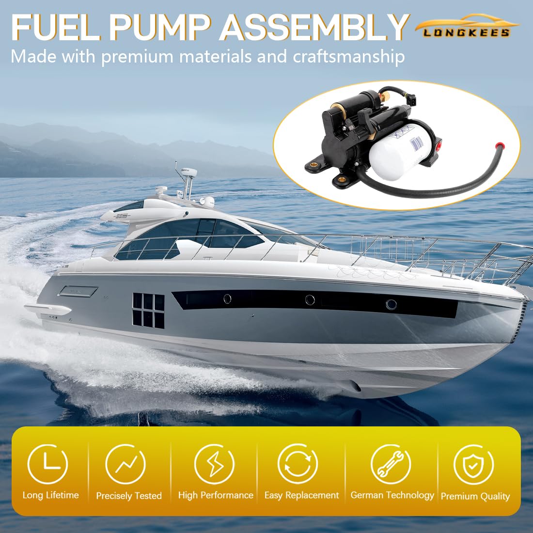 Electric Fuel Pump Assembly FIT for Volvo Penta 4.3 5.0 5.7 GXi Gi OSi Marine Engines, Replace 21608511 3861355 3860210, High & Low Pressure EFI Fuel Pump