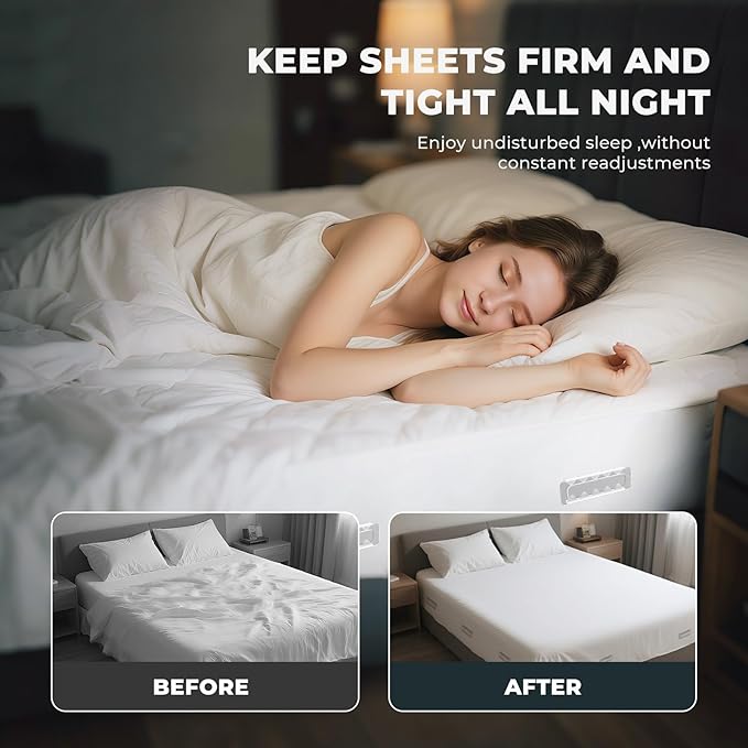 Sheet Holders 8Pcs, Keep Bed Sheets Firm & Tight, Sheet Holder for Corners for Mom Gift, Bed Sheet Locker for No More Loose Sheets, Sheet Fasteners, Patented Lock Sheet Holders for All Mattress Sizes