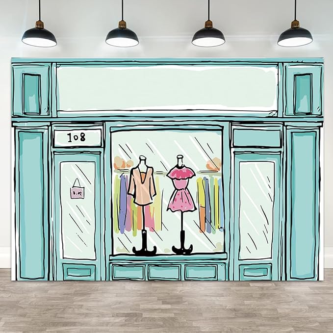 ASDCXZ 10x8ft Shop Backdrop Boutique Clothing Store Photography Background Shopping Mall Merchandise Window Showroom Dress...