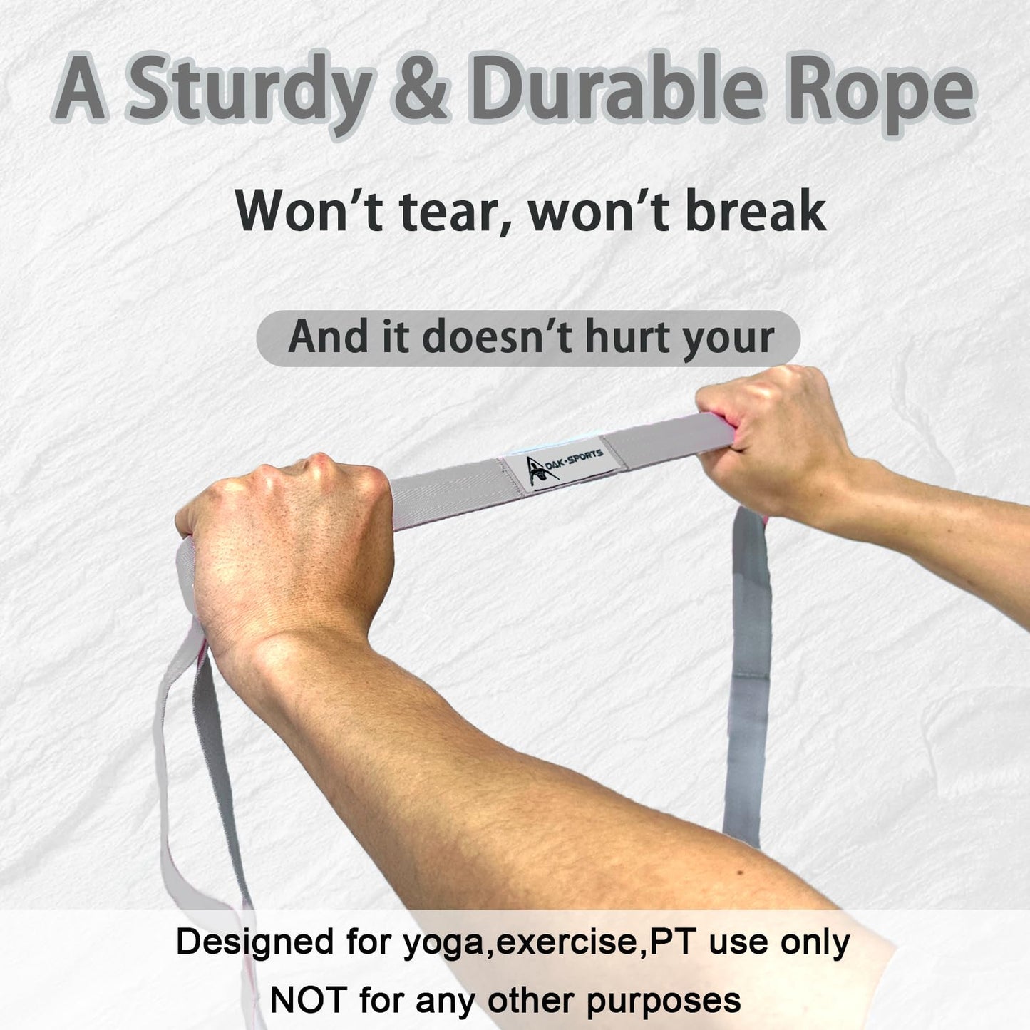 Stretching Strap Yoga Strap with Loops, Stretch Straps for Physical Therapy, Non-Elastic Exercise Strap for Pilates, Dance and Gymnastics with Workout Guide (Silver Gray)