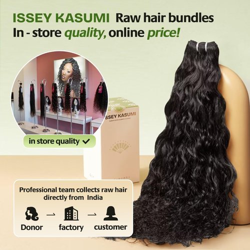 ISSEY KASUMI Raw Indian Human Hair Single Bundle,Triple Lifespan Than Regular Virgin Hair,In-Store Quality,Online Price! 100% Raw Indian Hair Bundles Water Wave Raw Hair Bundles 20 Inch