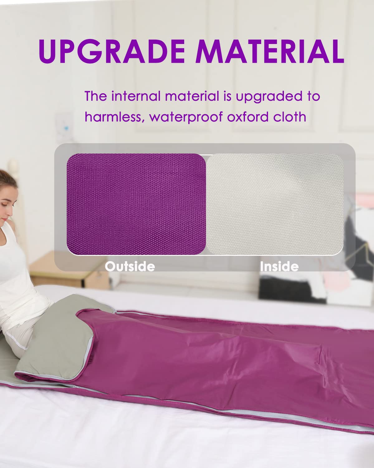 JKIUI Sauna Blanket Detox Upgrade Zippers Far Infrared Sauna Blanket Body Sauna Heating Portable Wrap Sauna Blanket Relax at Home Oxford Cloth Waterproof,71（L）×32（W） Inches