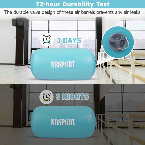 Air Barrel - Air Roller Gymnastics Barrel for Back Handspring Trainer, Air Tumble Mat with Pump for Gym Training/Yoga Balance Exercise/Cheerleading/Home and Outdoor Use