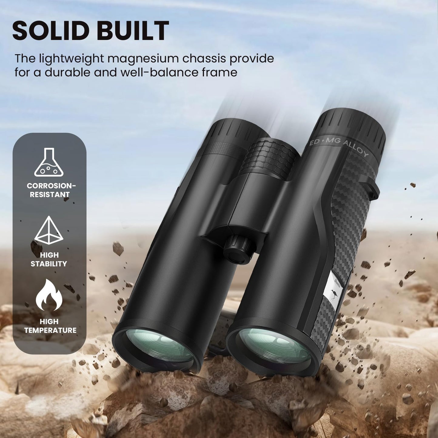 Premium ED HD Binoculars 10x42 for Adults, Waterproof & Fogproof with Magnesium Alloy Body, BAK4 Prism - High Power Binoculars for Bird Watching, Hunting, Travel & Outdoor Sports, Compact