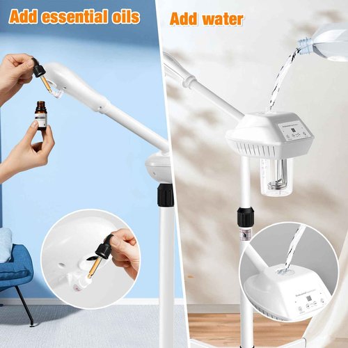 Chetunju Professional Facial Steamer for Atomization Humidifier Atomizer, Adjustable Height and Angle, Face Steamer Clean Skin Firming Pores and Moisturizing Suitable for a Beauty, Spa, at Home