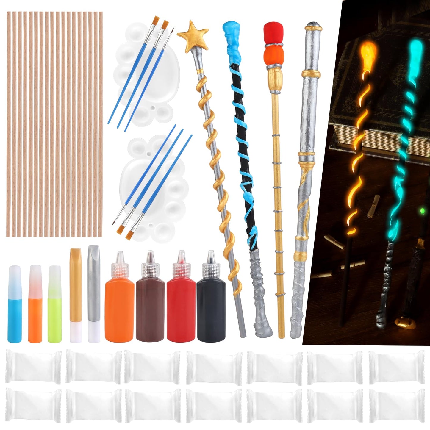 ColoPlay 53 PCS Wizard Magic Wand Making Kit DIY Crafts for Kids Adult Wizard Wand Birthday Party, Christmas, Halloween Party Favors