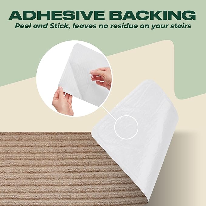 MBIGM 8" X 30" (15 in Pack) Non-Slip Carpet Stair Treads Non-Skid Safety Rug Slip Resistant Indoor Runner for Kids Elders & Pets with Reusable Adhesive - Cornstalk - Carpet Pads for Stairs