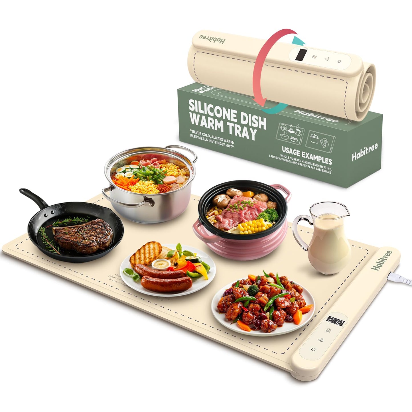 Food Warming Mat, Silicone Electric Warming Tray - Day Gifts, 6 Heat Settings, Portable, Upgraded Graphene Full Surface Rapid Heating, Easy to Clean, Ideal for Parties, Buffets, and Daily Use