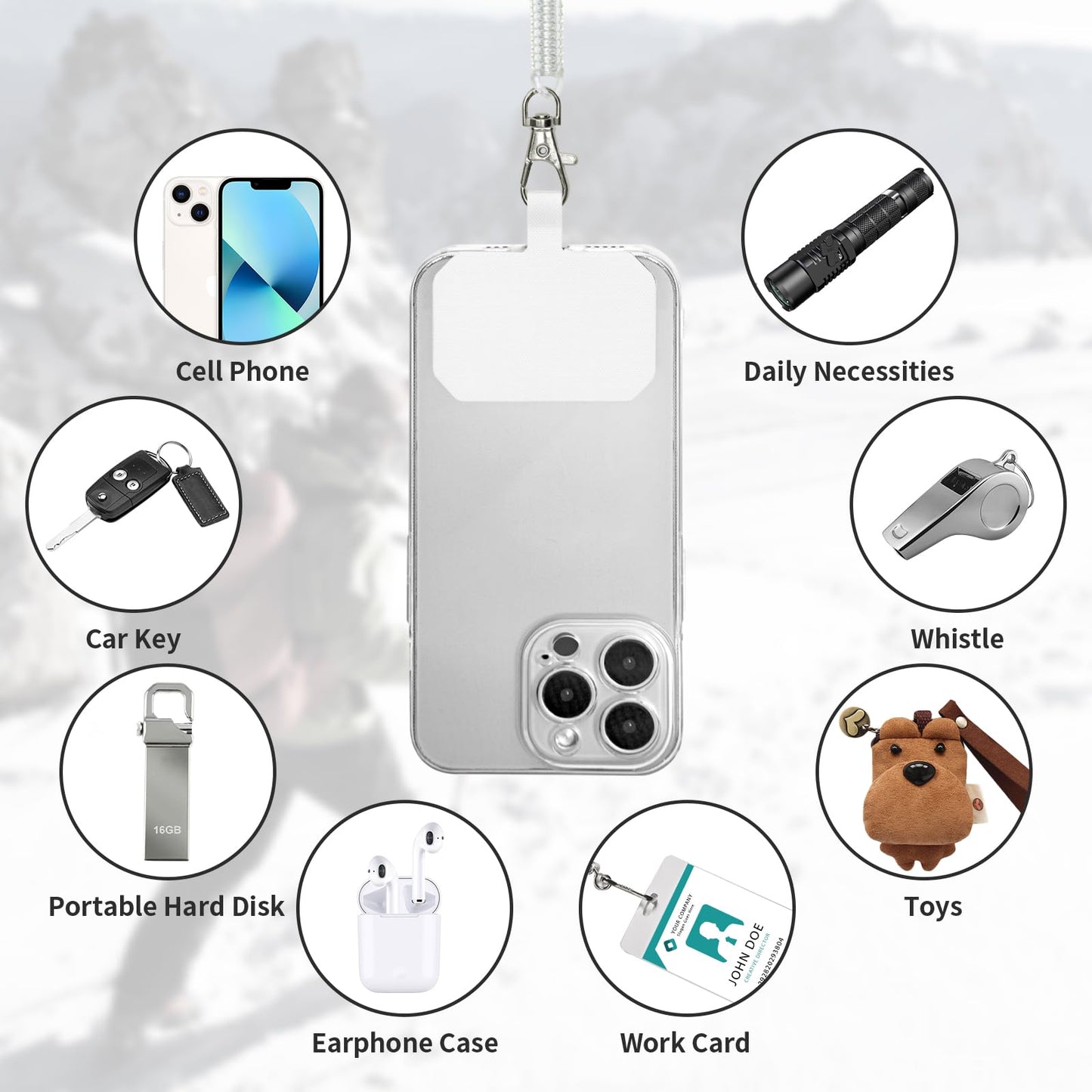 Hotemia Phone Tether Lanyard Anti Theft Phone Strap With Carabiner Anti-Drop Outdoor Skiing Hiking Cycling Fishing Climbing Fit