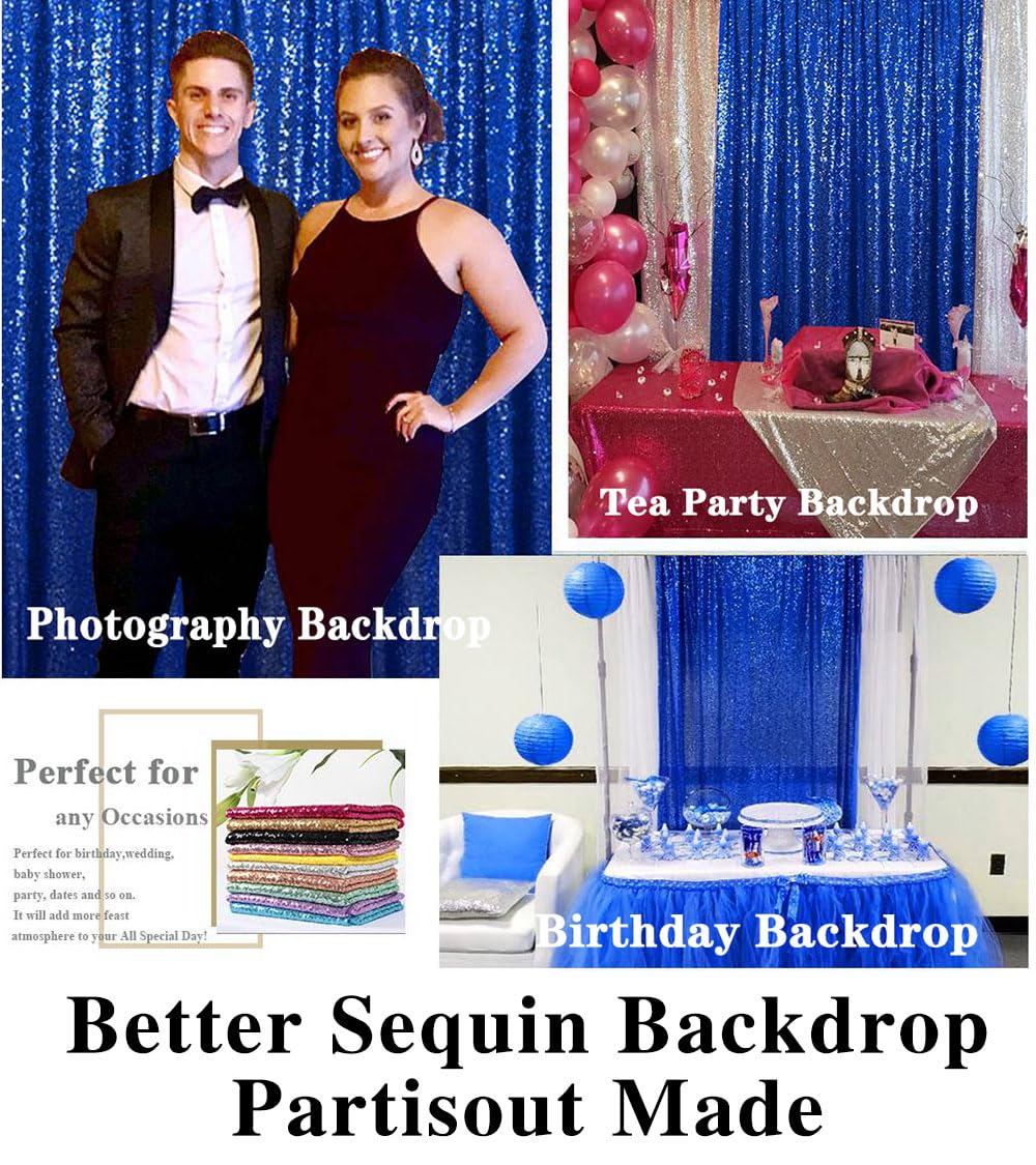 Partisout Sequin Backdrop Curtain Royal Blue 4x7ft Party Backdrops Sparkle Glitter Curtains Wedding Photo Shimmer Background
