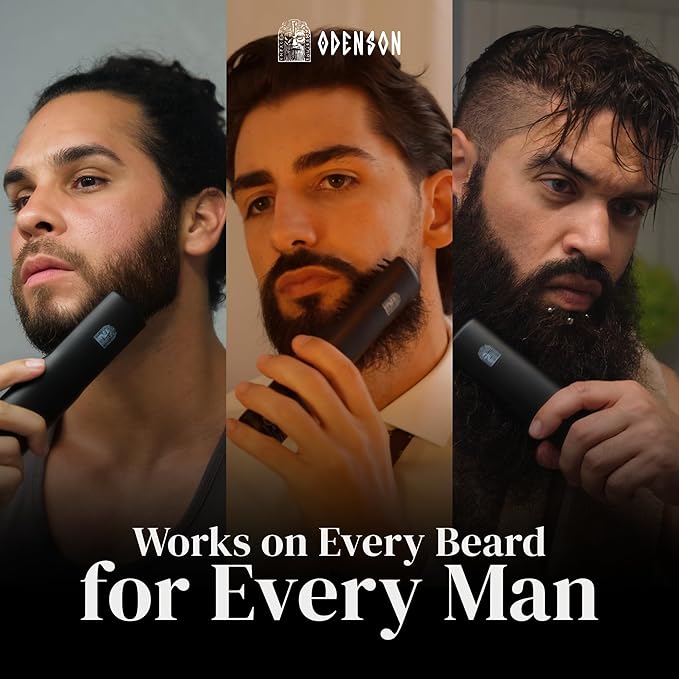 Odenson Beard Forger - Ultimate Tool, Cordless Heated Brush and Straightener for Beard and Hair, Heated Comb for Beard Styling and Care