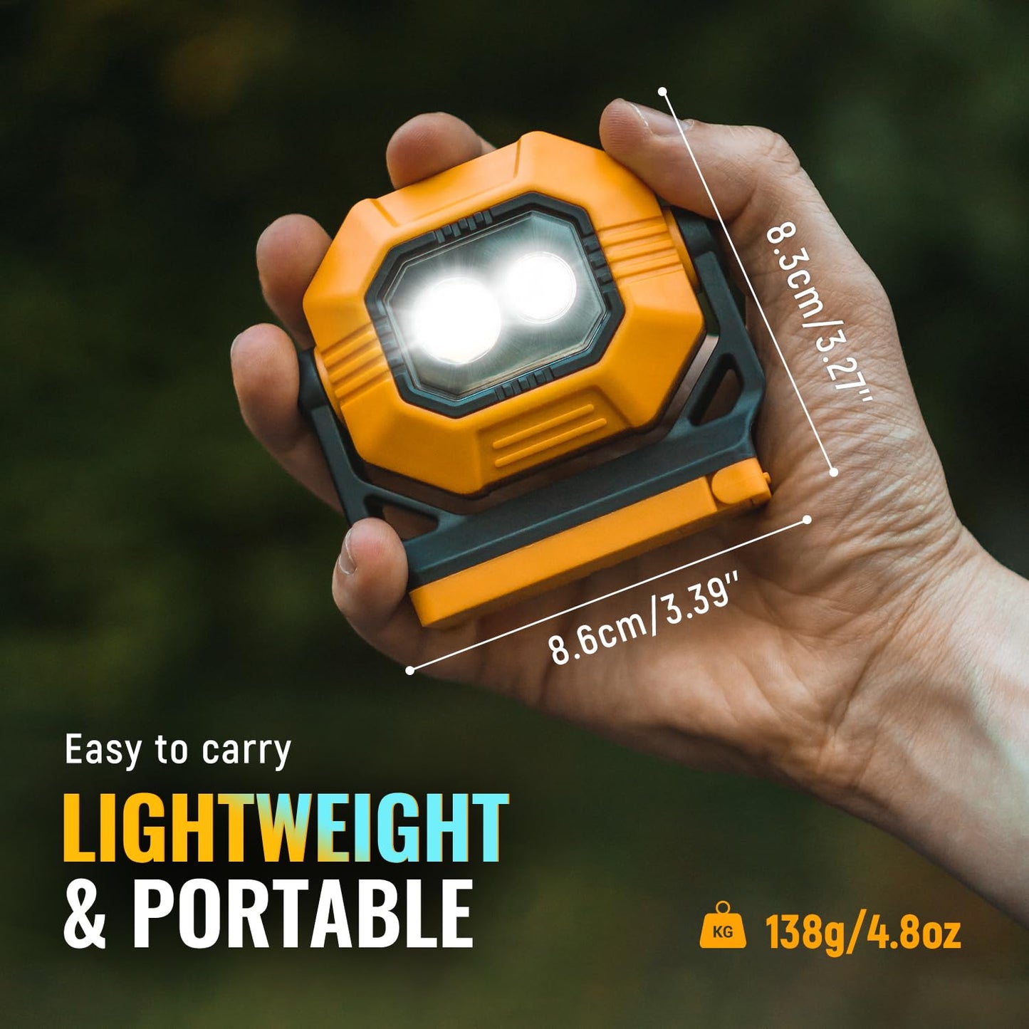 Easymaxx LED Rechargeable Work Light, 1500LM Portable COB Magnetic Lights with 3 Modes & 360° Rotatable, IPX4 Waterproof Worklight for Car Repairing, Job Site Lighting, Emergency (1 PC)