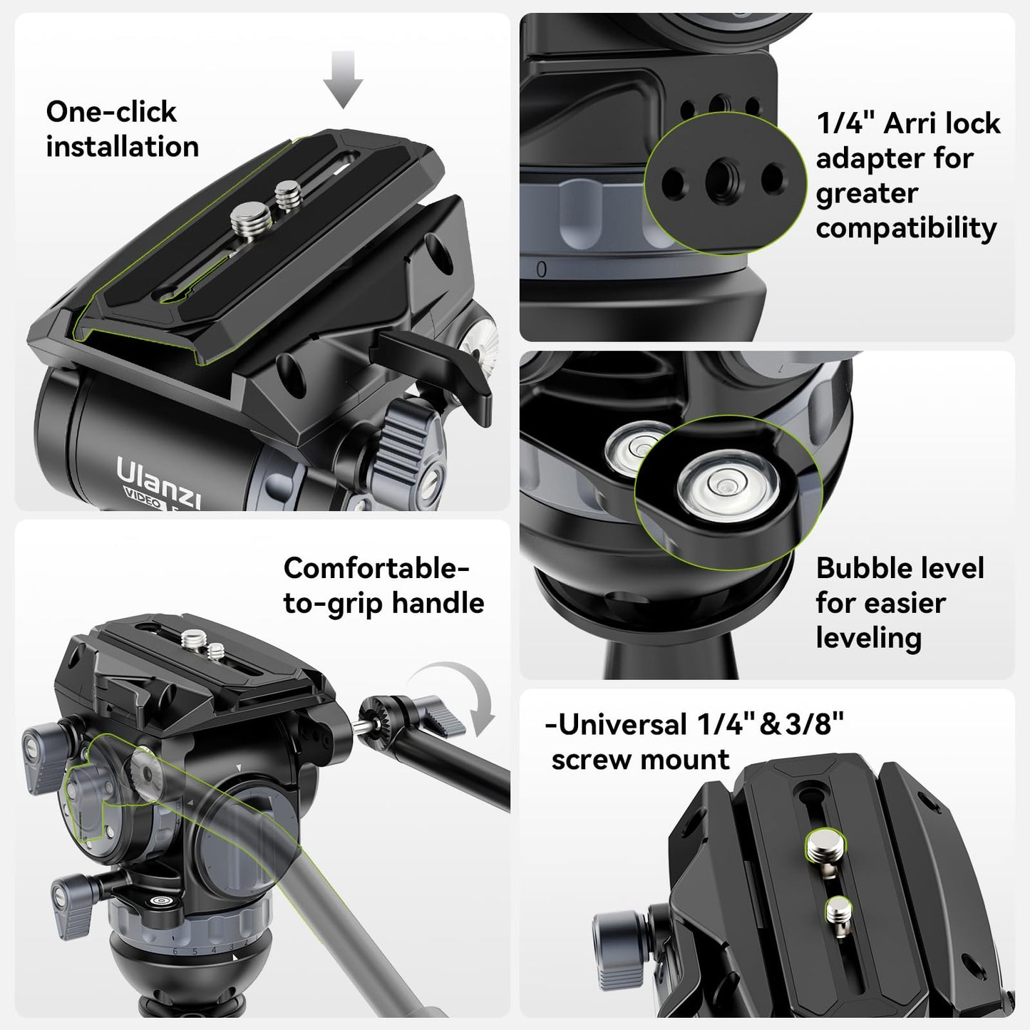 VIJIM TT48 Camera Tripod, 64inch Professional Heavy Duty Tripod for Camera with 360 Fluid Head, Friction Damping, Mid Level Spreader, Compatible with Canon Nikon DSLR Camera Camcorder, Max Load 22lb