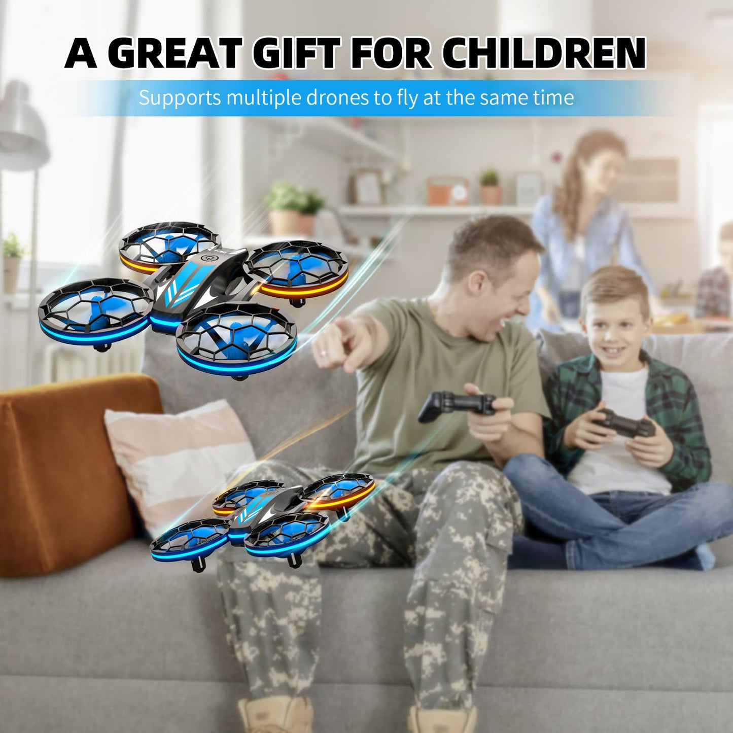 Mini Drones for Kids - RC Drone with Auto Hovering and Headless Mode, Quadcopter with LED Light, Propeller Full Protect, 3D Flips, 3 Batteries, Remote Control, Best Toys Gifts